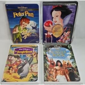 Lot Of 4 Classic Walt Disney DVD Movies Snow White, Peter Pan, Jungle Book 2 Ver